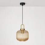 Aria D20 lampa wisząca E27 czarna bursztynowy K-5896