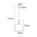 Aria D20 lampa wisząca E27 czarna bursztynowy K-5896