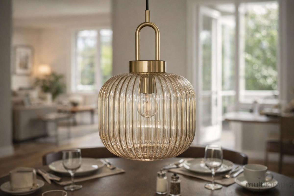 Aria D20 lampa wisząca E27 czarna bursztynowy K-5896