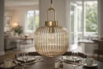 Aria D20 lampa wisząca E27 czarna bursztynowy K-5896