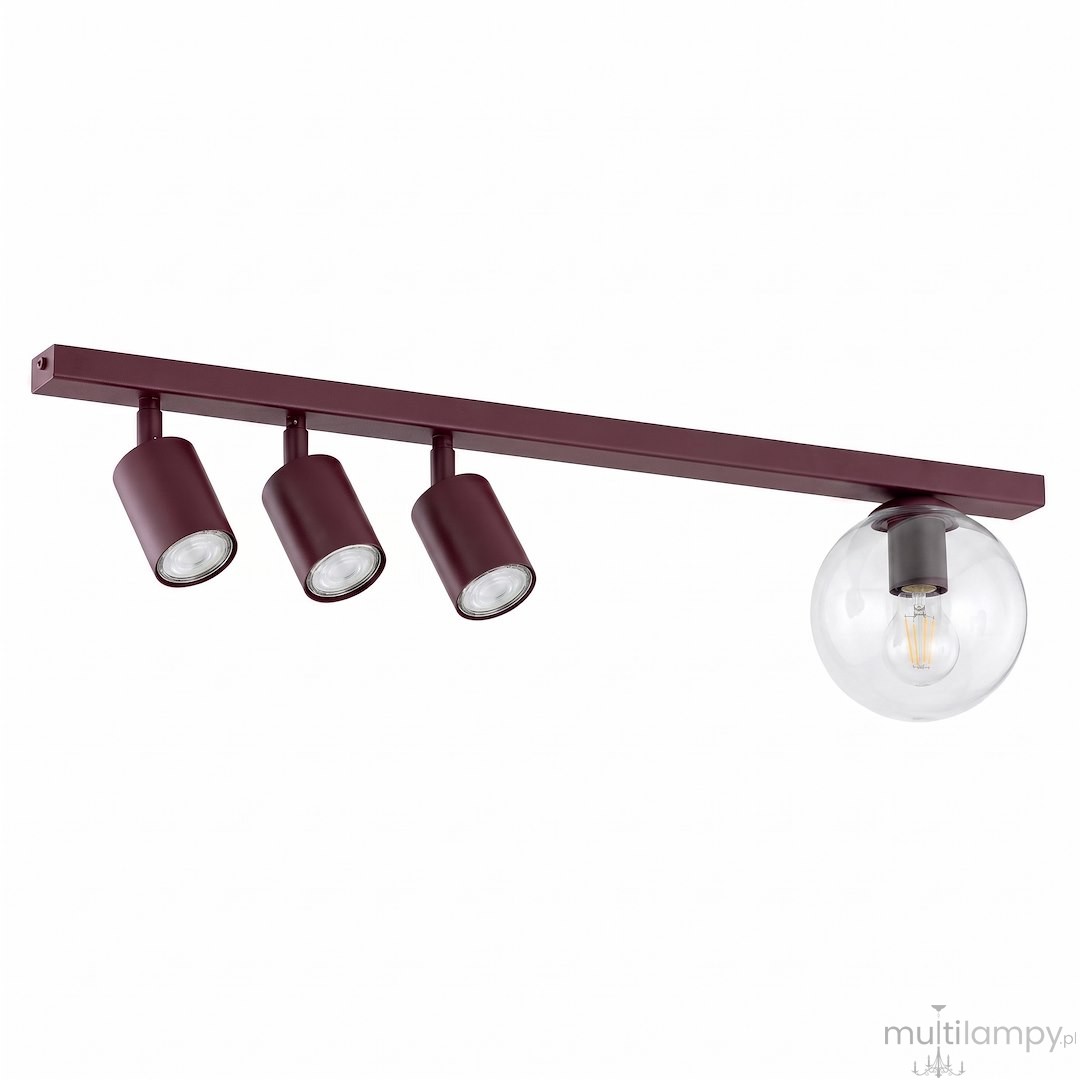 Baster lampa sufitowa 3xGU10+1xE14 burgund/transparentny 1817/4