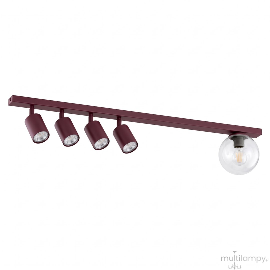 Baster lampa sufitowa 4xGU10+1xE14 burgund/transparentny 1817/5