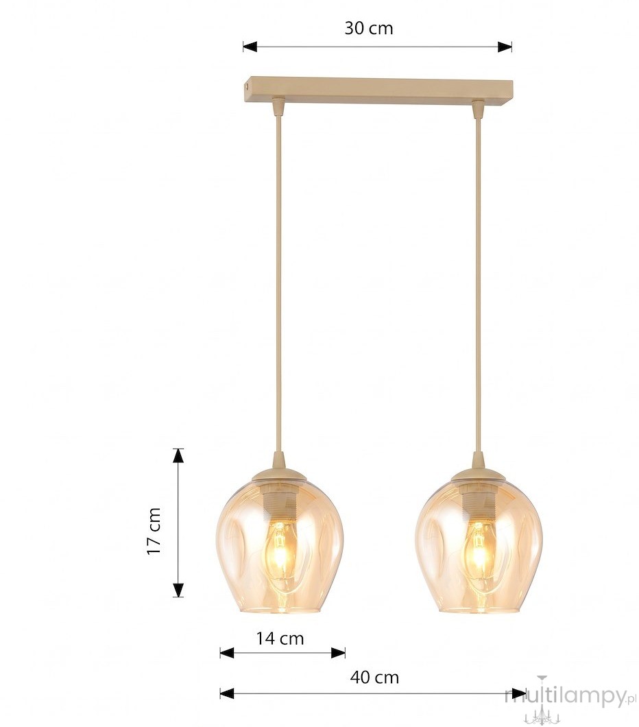 Istar lampa wisząca 2xE27 mokka/bursztynowy 1785/2