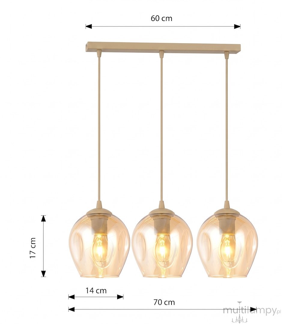 Istar lampa wisząca 3xE27 mokka/bursztynowy 1785/3