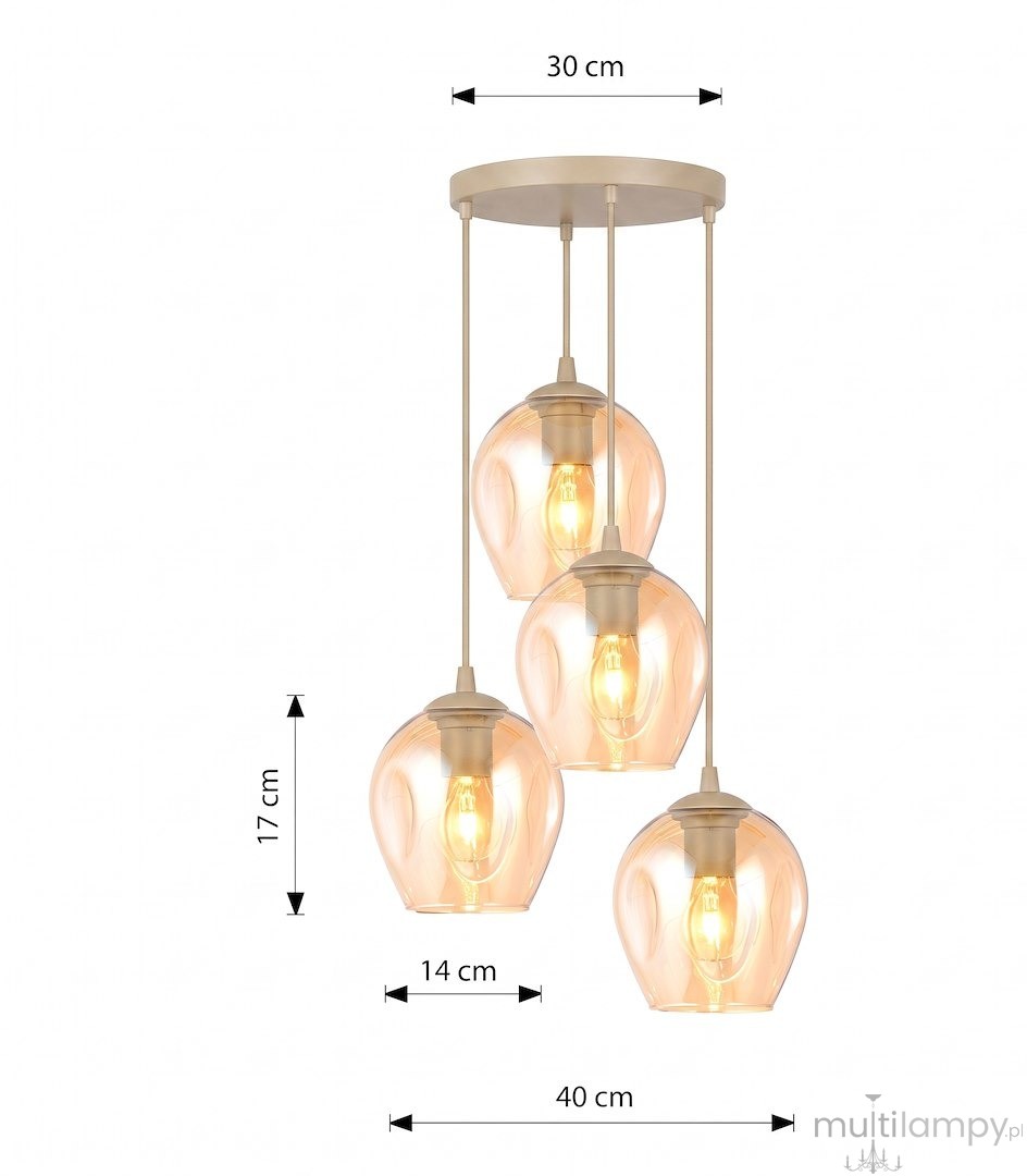 Istar lampa wisząca 4xE27 mokka/bursztynowy 1785/4PREM