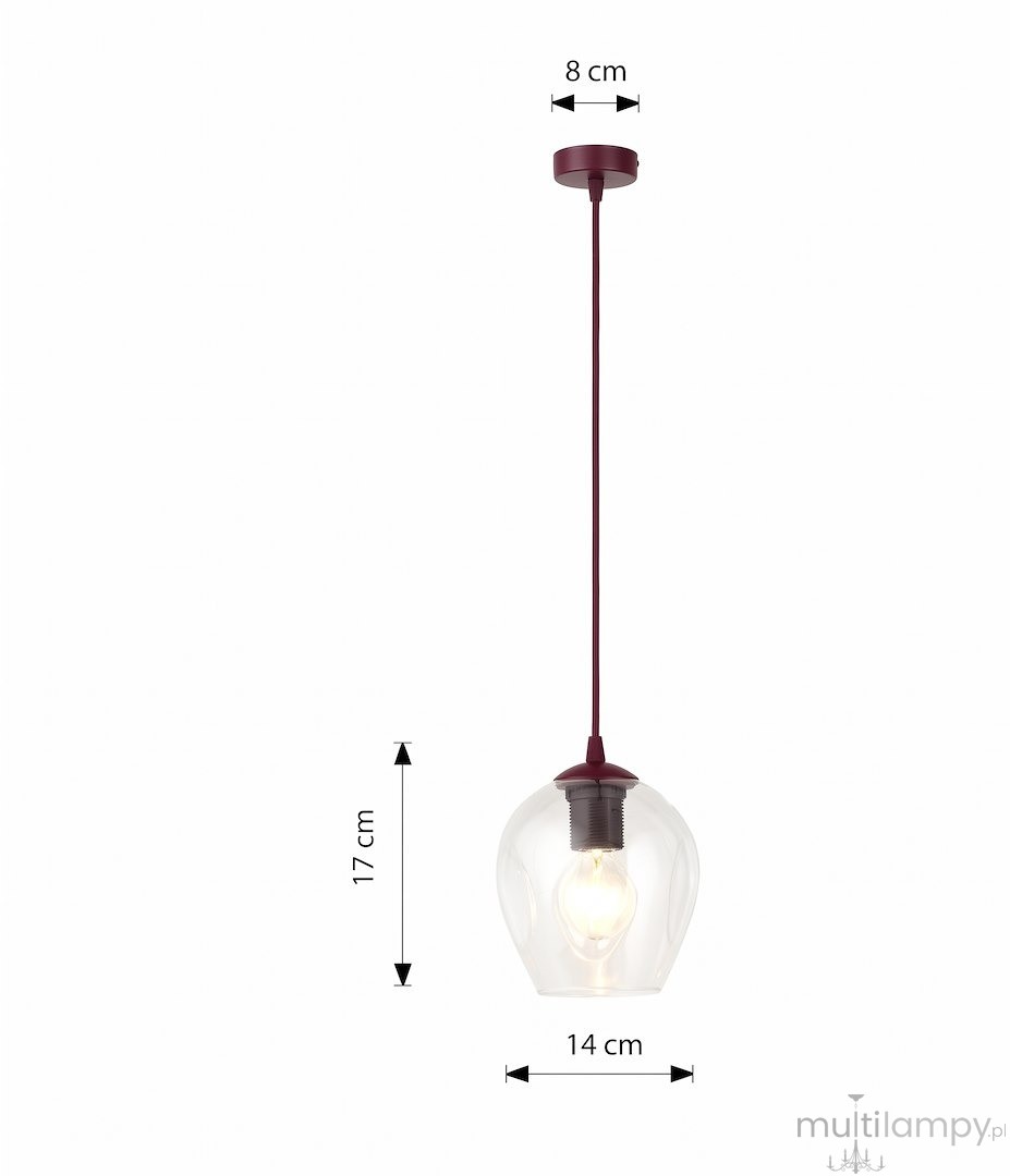 Istar lampa wisząca 1xE27 burgund/transparentny 1784/1