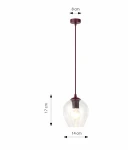 Istar lampa wisząca 1xE27 burgund/transparentny 1784/1