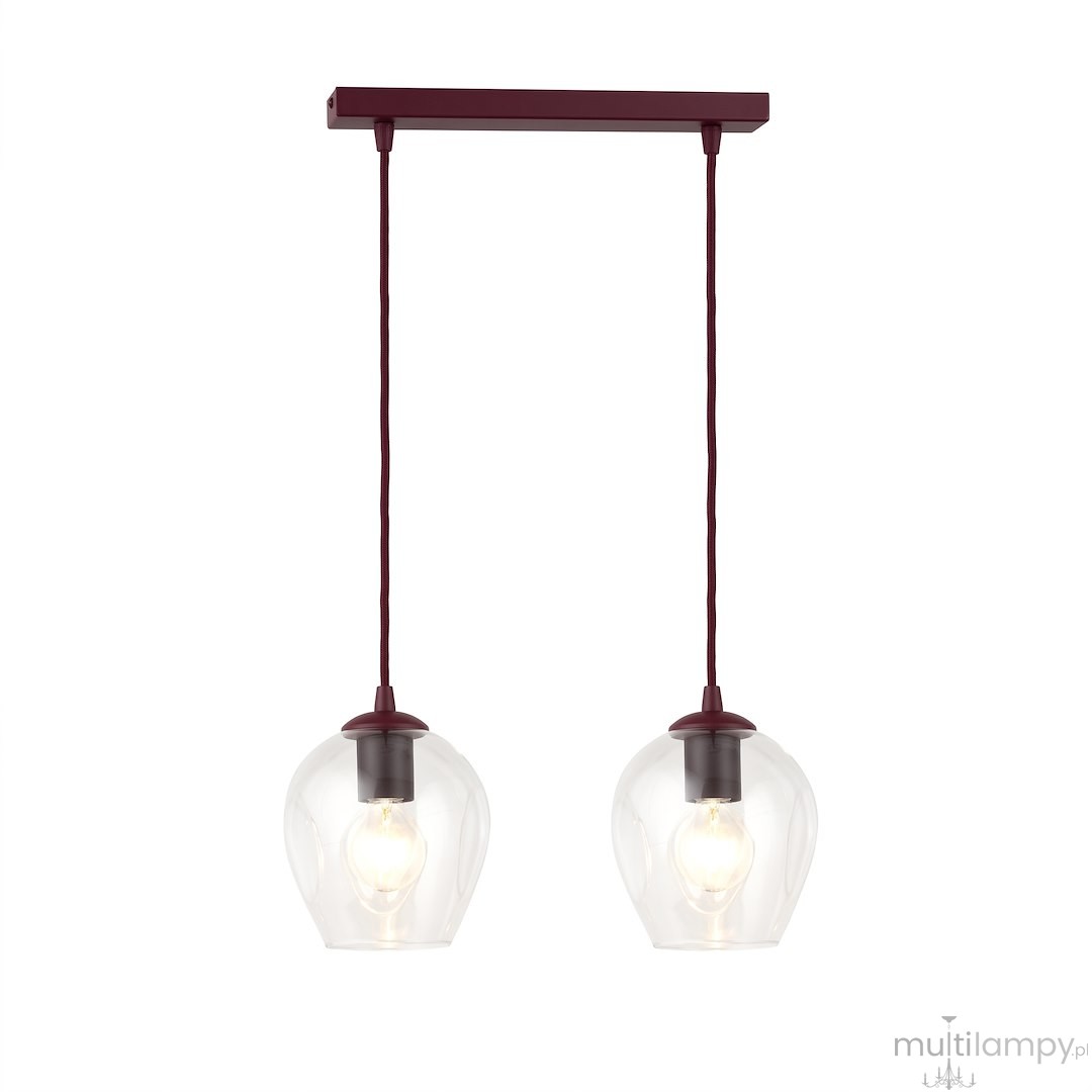 Istar lampa wisząca 2xE27 burgund/transparentny 1784/2