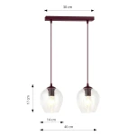 Istar lampa wisząca 2xE27 burgund/transparentny 1784/2