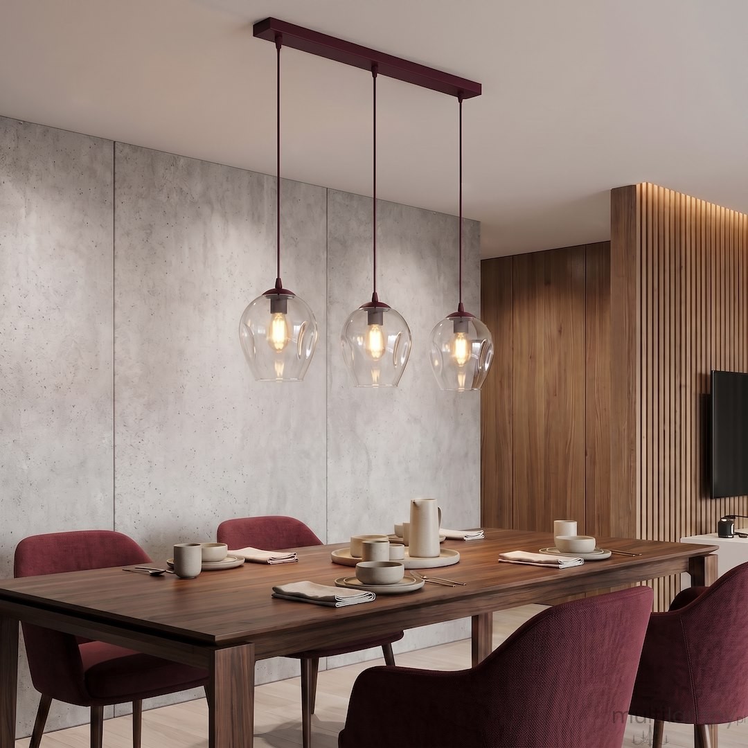 Istar lampa wisząca 3xE27 burgund/transparentny 1784/3