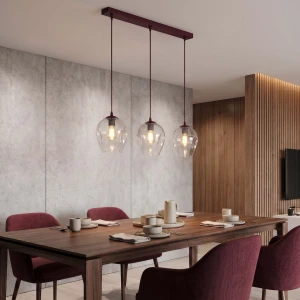 Istar lampa wisząca 3xE27 burgund/transparentny 1784/3