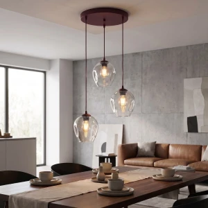 Istar lampa wisząca 3xE27 burgund/transparentny 1784/3PREM