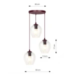 Istar lampa wisząca 3xE27 burgund/transparentny 1784/3PREM
