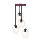 Istar lampa wisząca 4xE27 burgund/transparentny 1784/4PREM