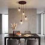 Istar lampa wisząca 4xE27 burgund/transparentny 1784/4PREM