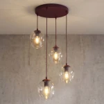 Istar lampa wisząca 4xE27 burgund/transparentny 1784/4PREM