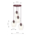 Istar lampa wisząca 4xE27 burgund/transparentny 1784/4PREM