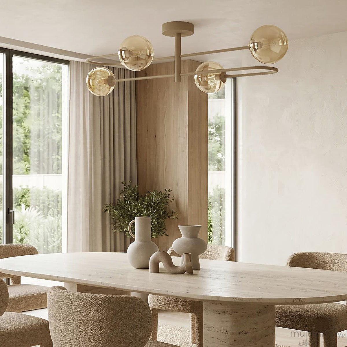 Spark lampa sufitowa 4xG9 beżowa bursztynowy K-5996