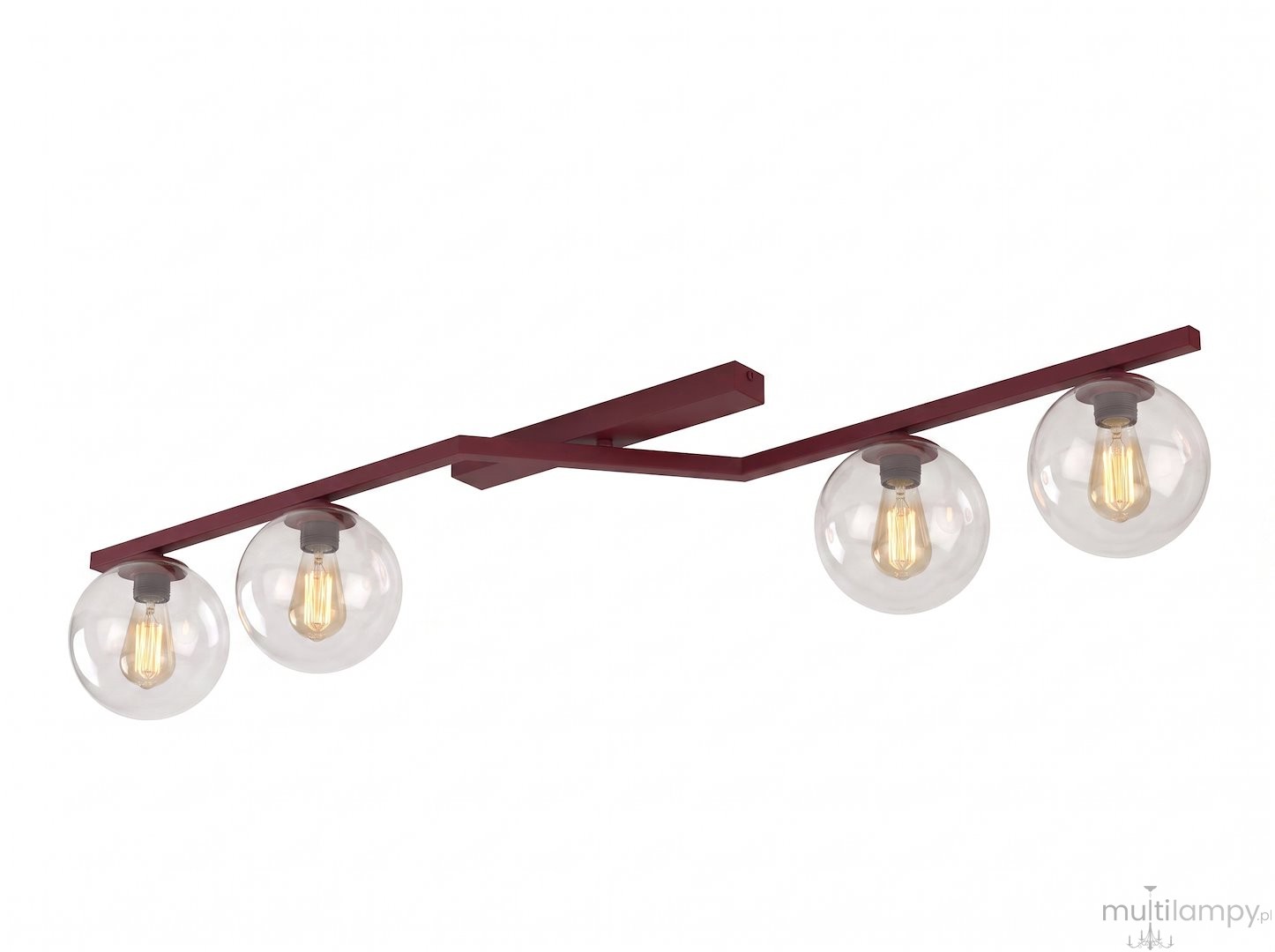 Naton lampa sufitowa 4xE14 burgund transparentny 1804/4