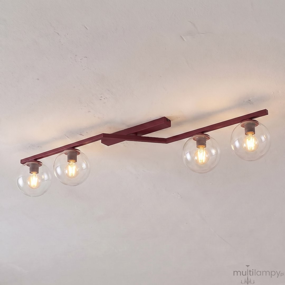 Naton lampa sufitowa 4xE14 burgund transparentny 1804/4