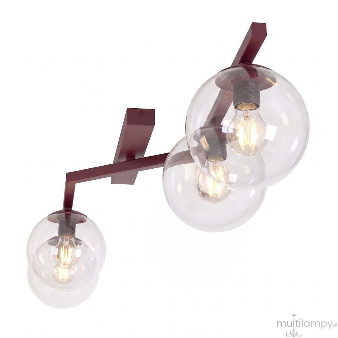 Naton lampa sufitowa 4xE14 burgund transparentny 1804/4
