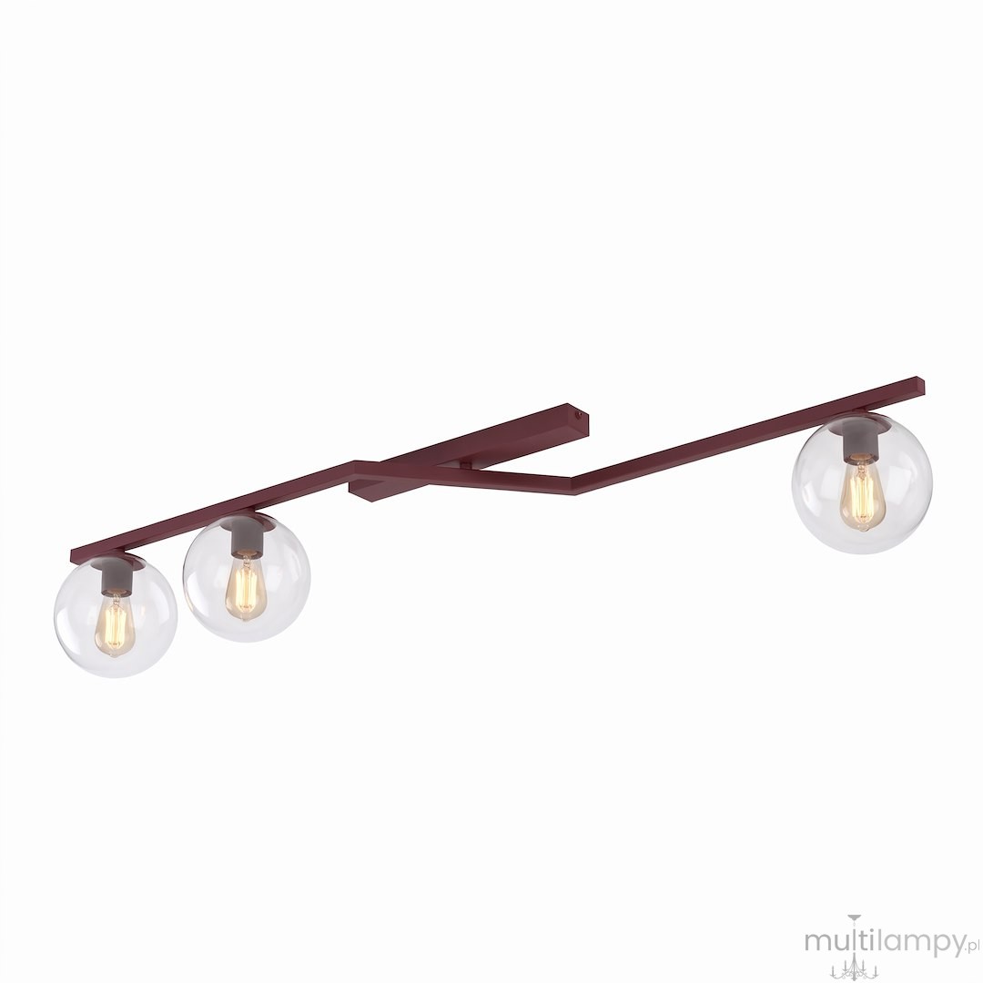 Naton lampa sufitowa 3xE14 burgund/przeźroczysty 1804/3