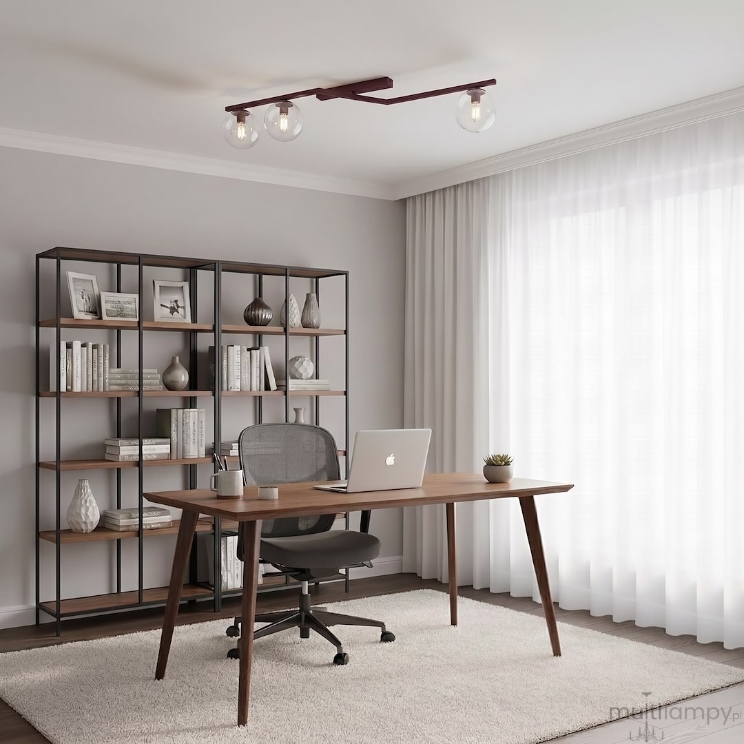 Naton lampa sufitowa 3xE14 burgund/przeźroczysty 1804/3