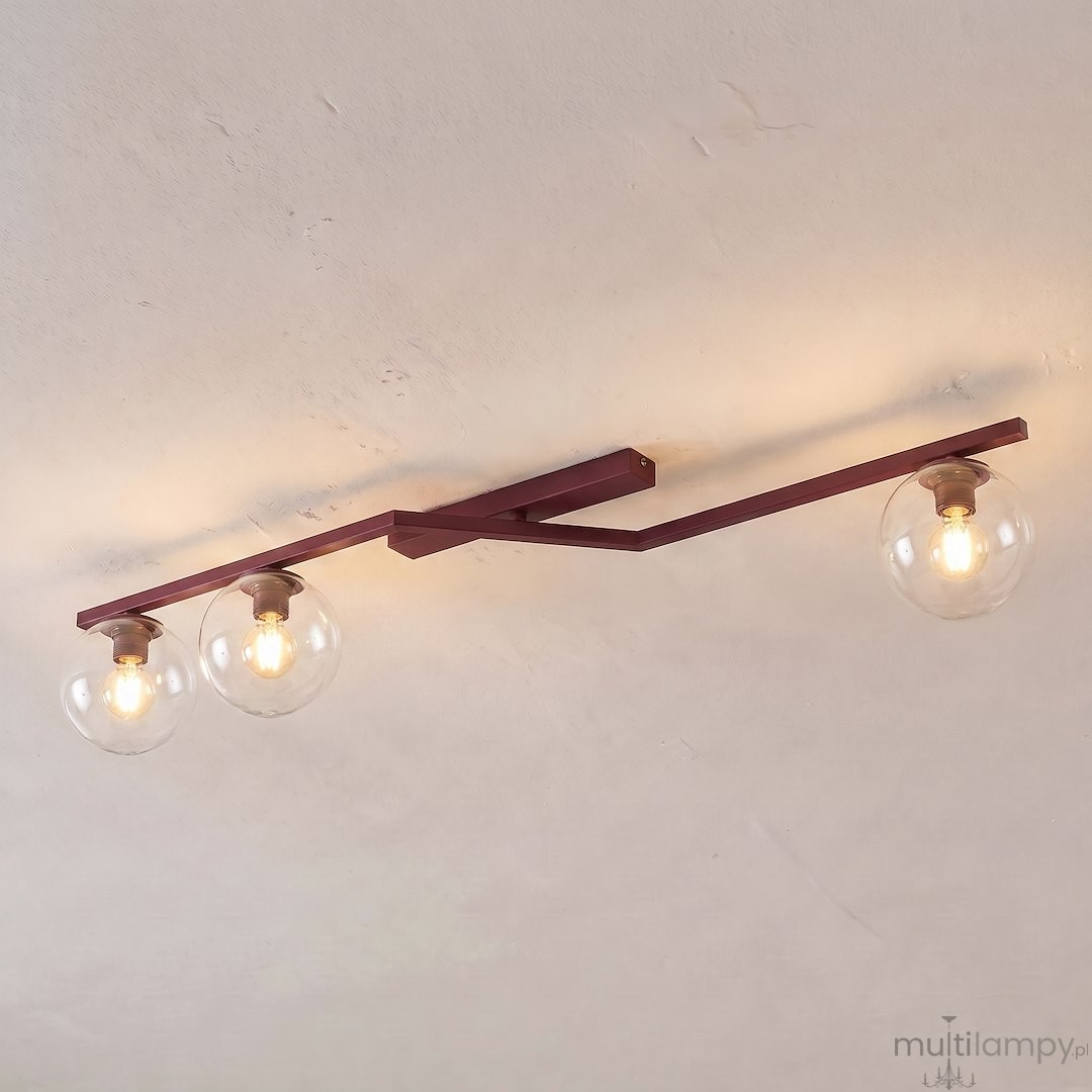 Naton lampa sufitowa 3xE14 burgund/przeźroczysty 1804/3
