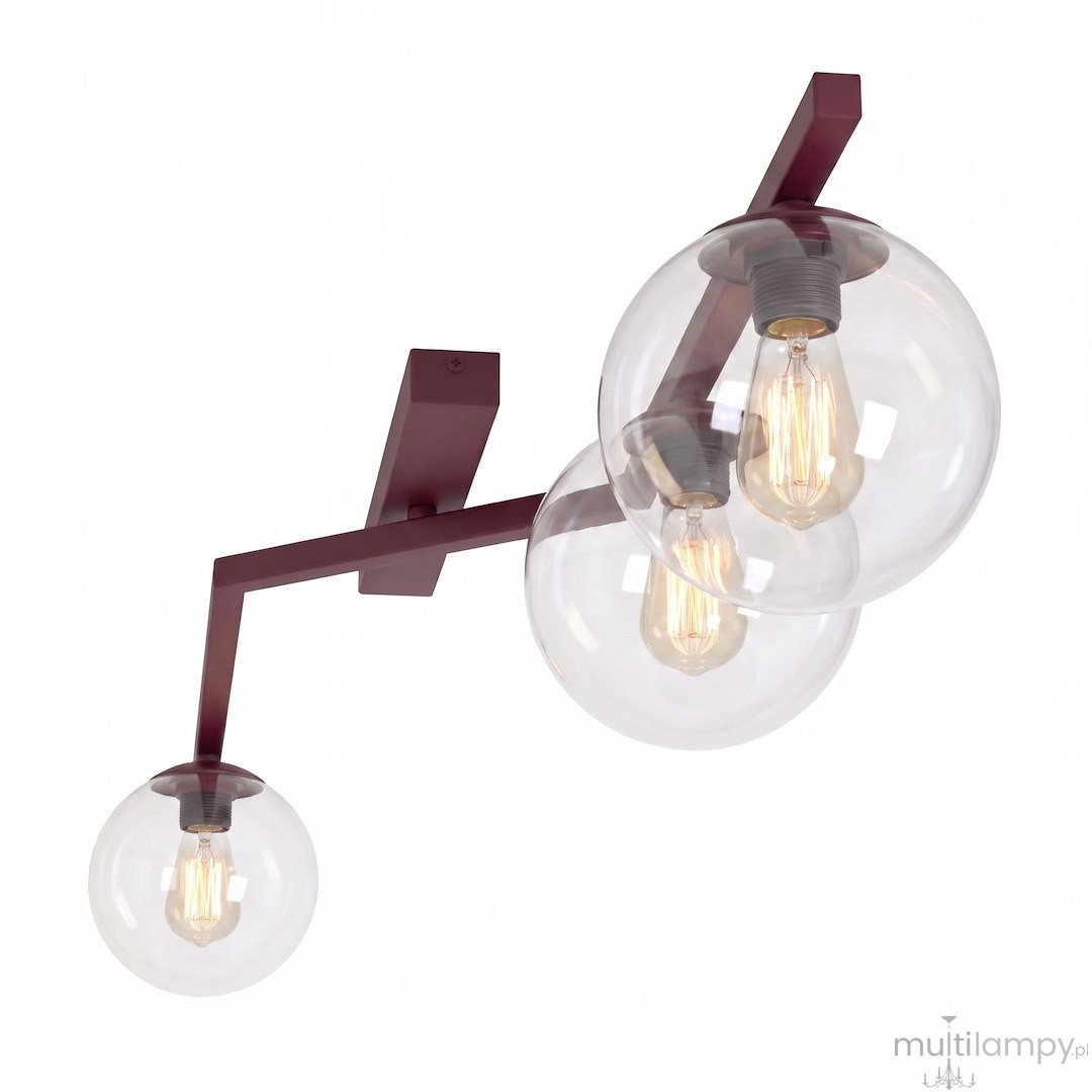 Naton lampa sufitowa 3xE14 burgund/przeźroczysty 1804/3