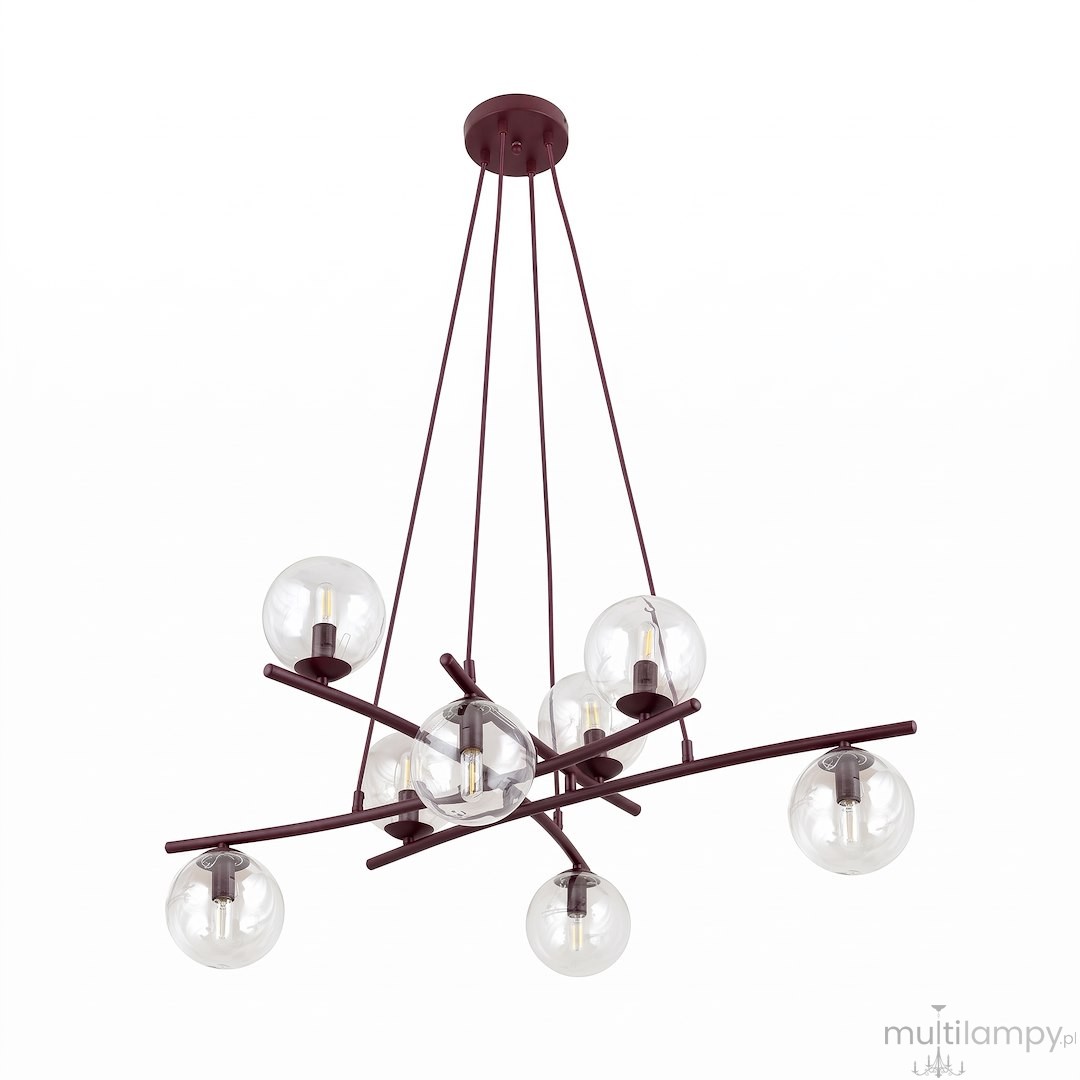 Essa lampa wisząca 8xE14 burgund/transparentny 1800/8