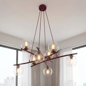 Essa lampa wisząca 8xE14 burgund/transparentny 1800/8