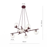 Essa lampa wisząca 8xE14 burgund/transparentny 1800/8