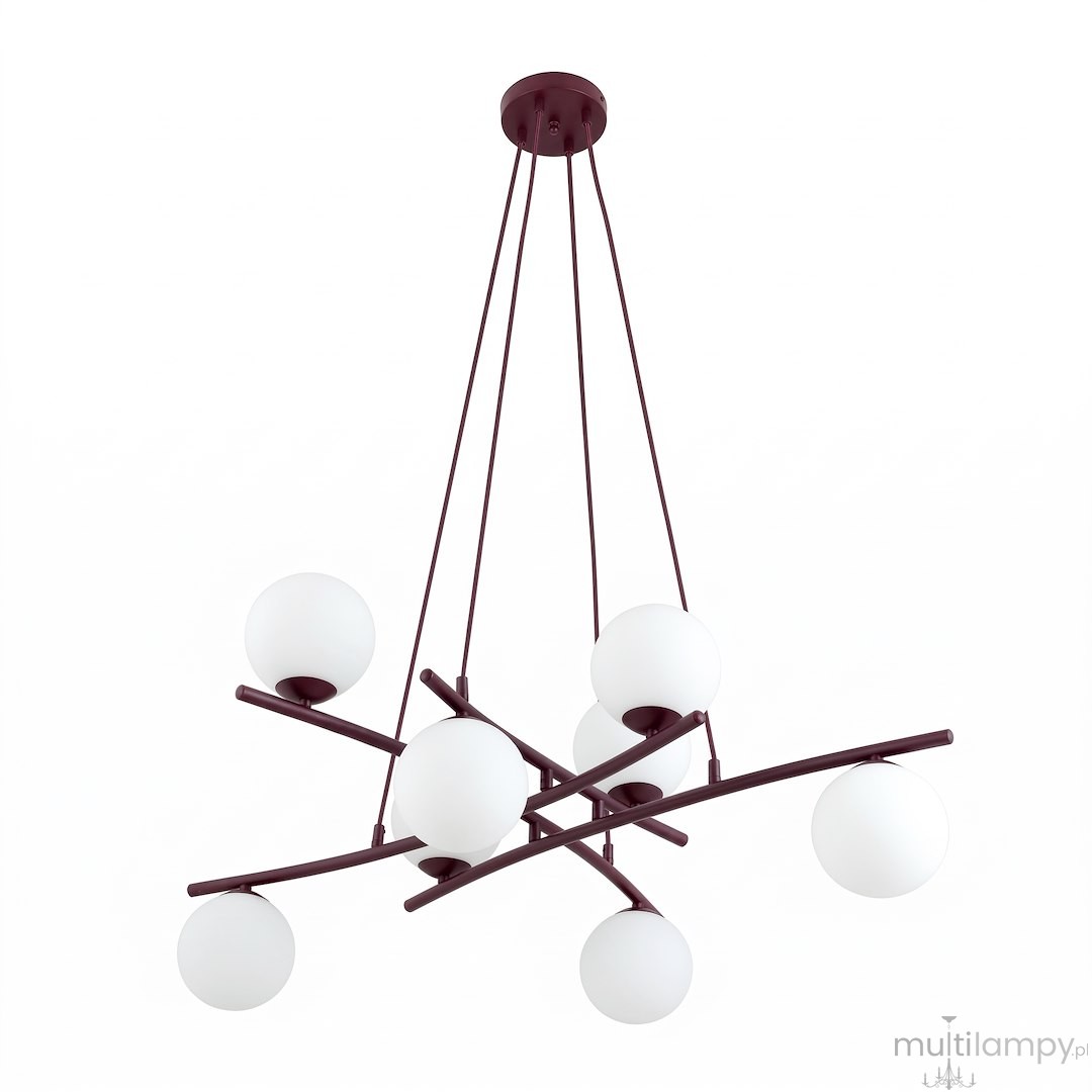 Essa lampa wisząca 8xE14 burgund/biały 1799/8