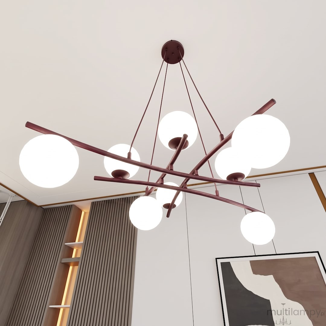 Essa lampa wisząca 8xE14 burgund/biały 1799/8