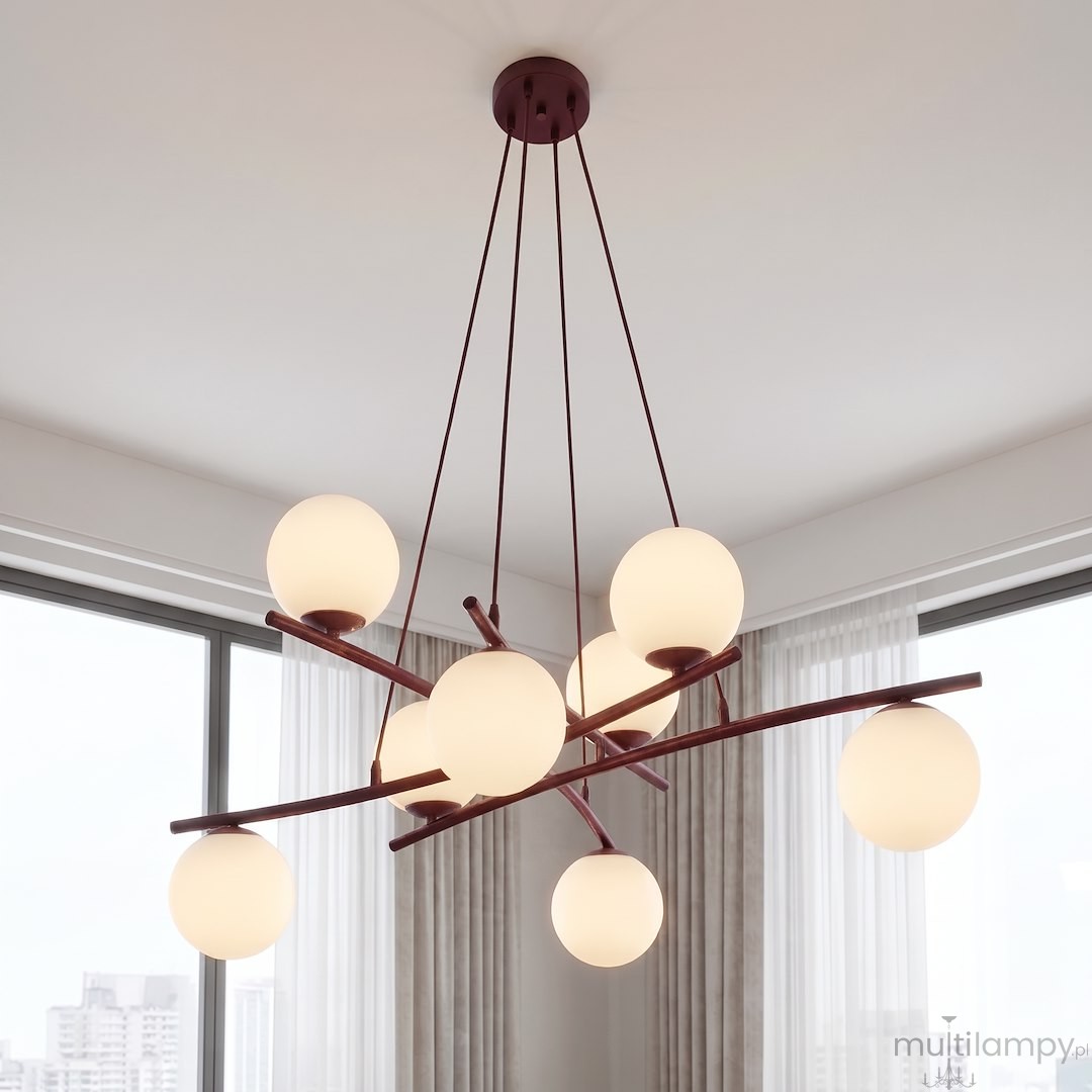 Essa lampa wisząca 8xE14 burgund/biały 1799/8