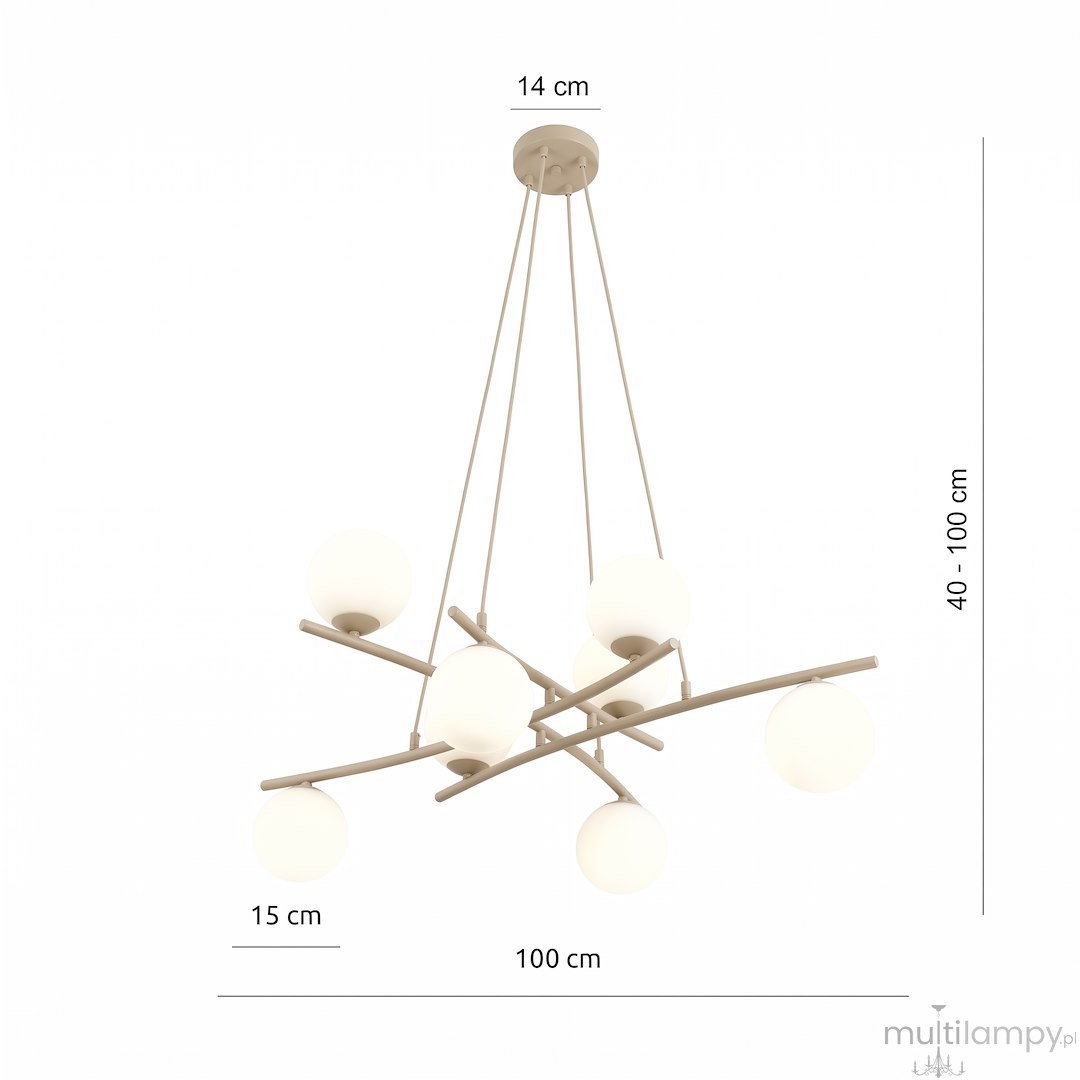 Essa lampa wisząca 8xE14 mokka/biały 1797/8
