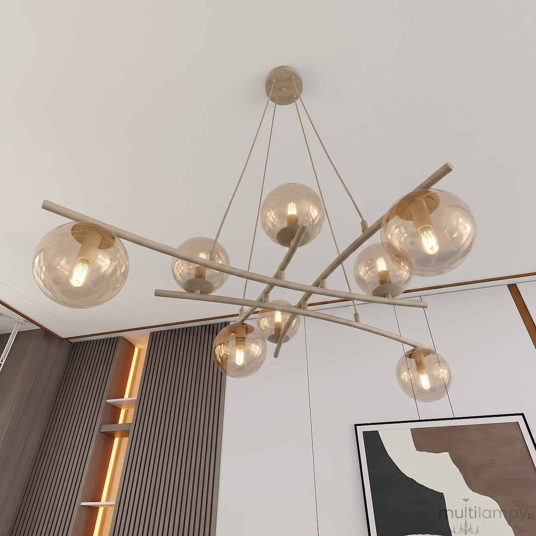 Essa lampa wisząca 8xE14 mokka/bursztynowy 1798/8