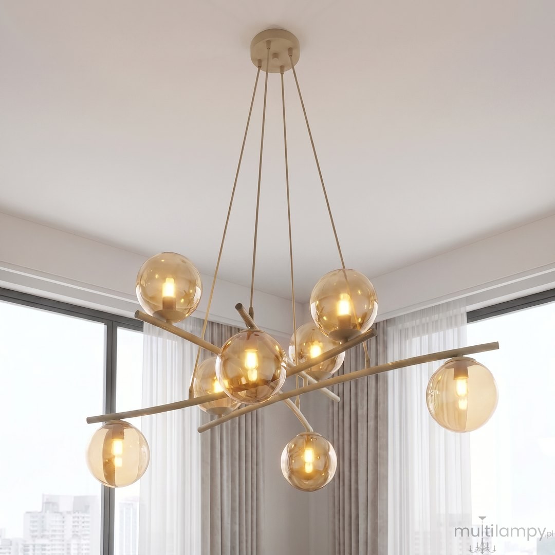 Essa lampa wisząca 8xE14 mokka/bursztynowy 1798/8