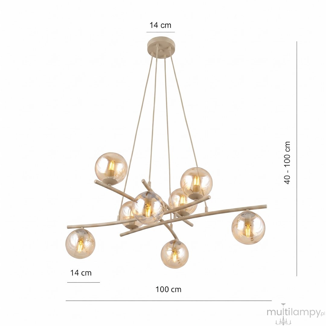 Essa lampa wisząca 8xE14 mokka/bursztynowy 1798/8