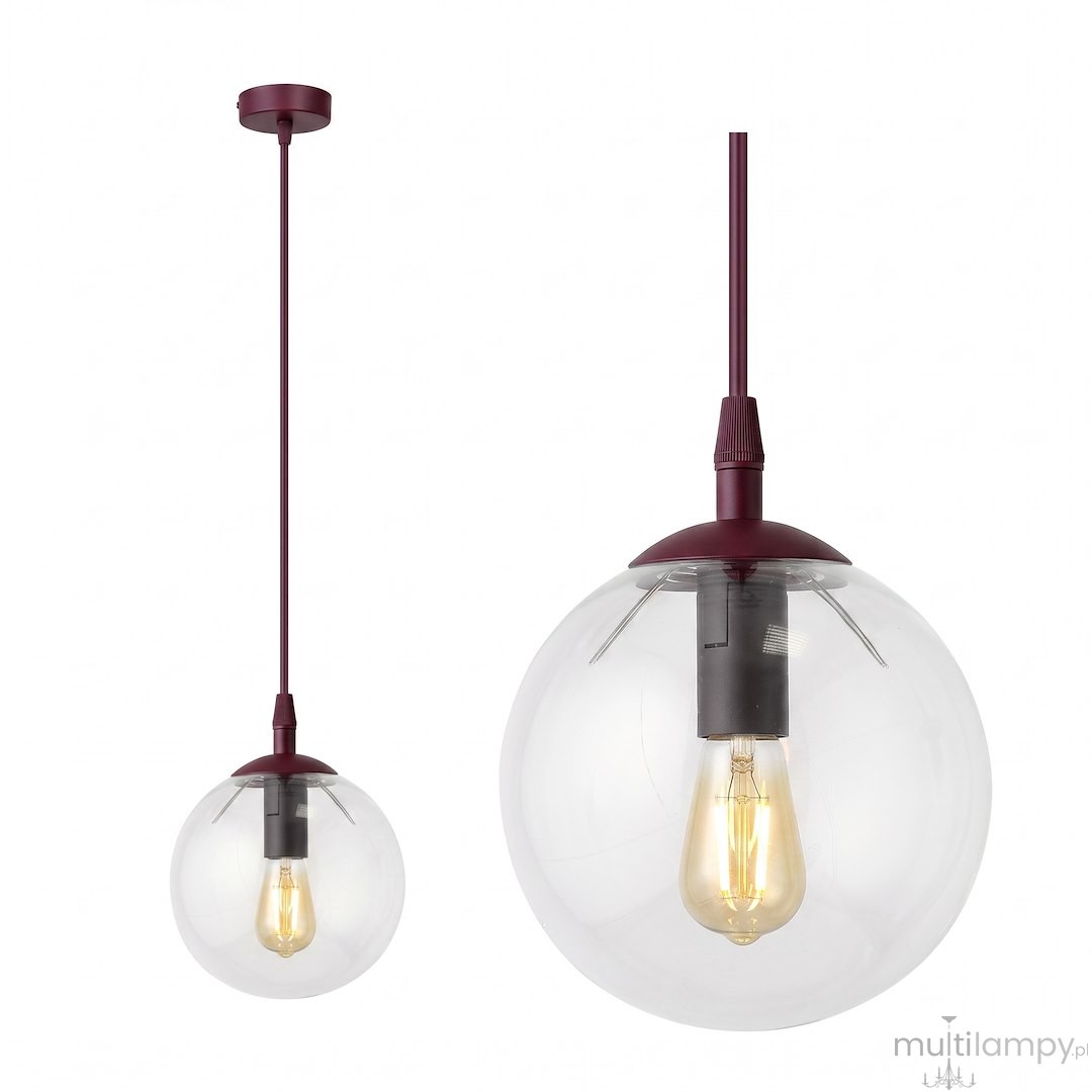 Cosmo lampa wisząca 1xE14 burgund/transparentny 1788/1