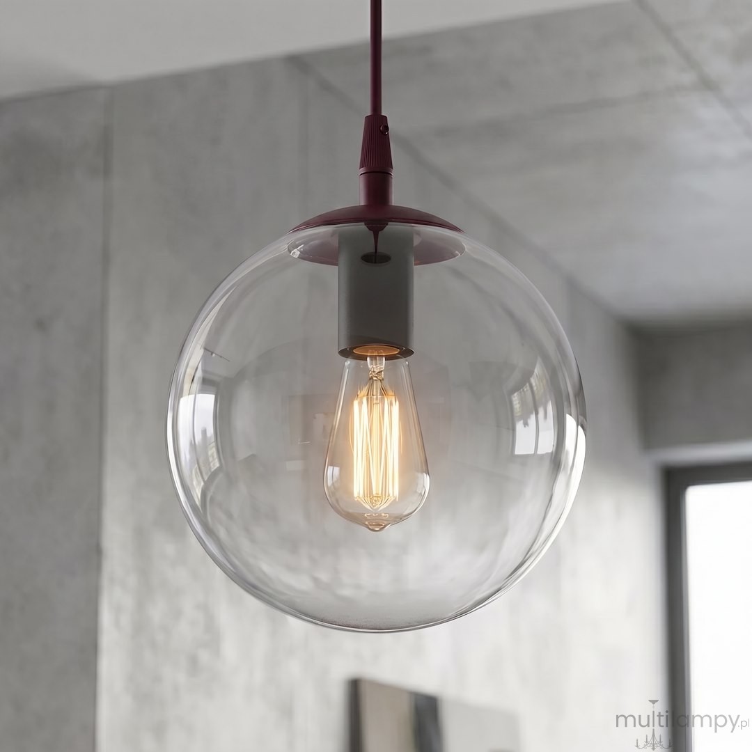 Cosmo lampa wisząca 1xE14 burgund/transparentny 1788/1