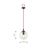 Cosmo lampa wisząca 1xE14 burgund/transparentny 1788/1