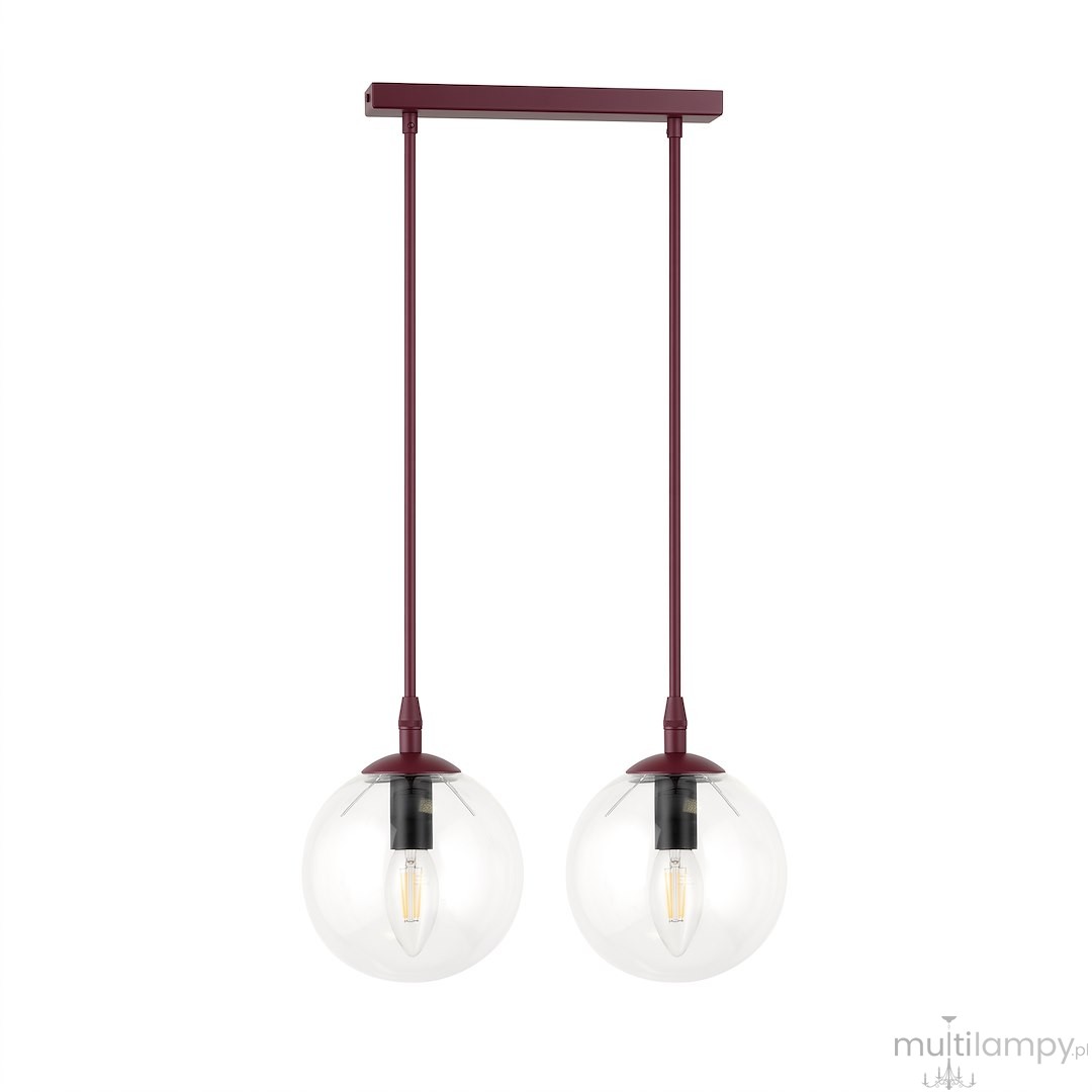 Cosmo lampa wisząca 2xE14 burgund/transparentny 1788/2