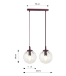 Cosmo lampa wisząca 2xE14 burgund/transparentny 1788/2
