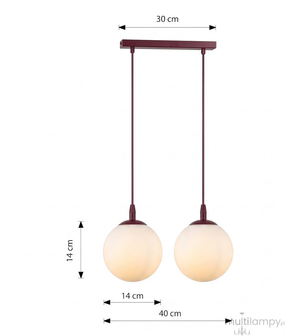 Cosmo lampa wisząca 2xE14 burgund/biały 1789/2