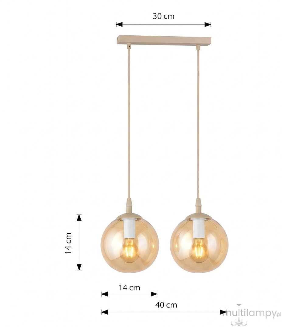 Cosmo lampa wisząca 2xE14 mokka/bursztynowy 1791/2
