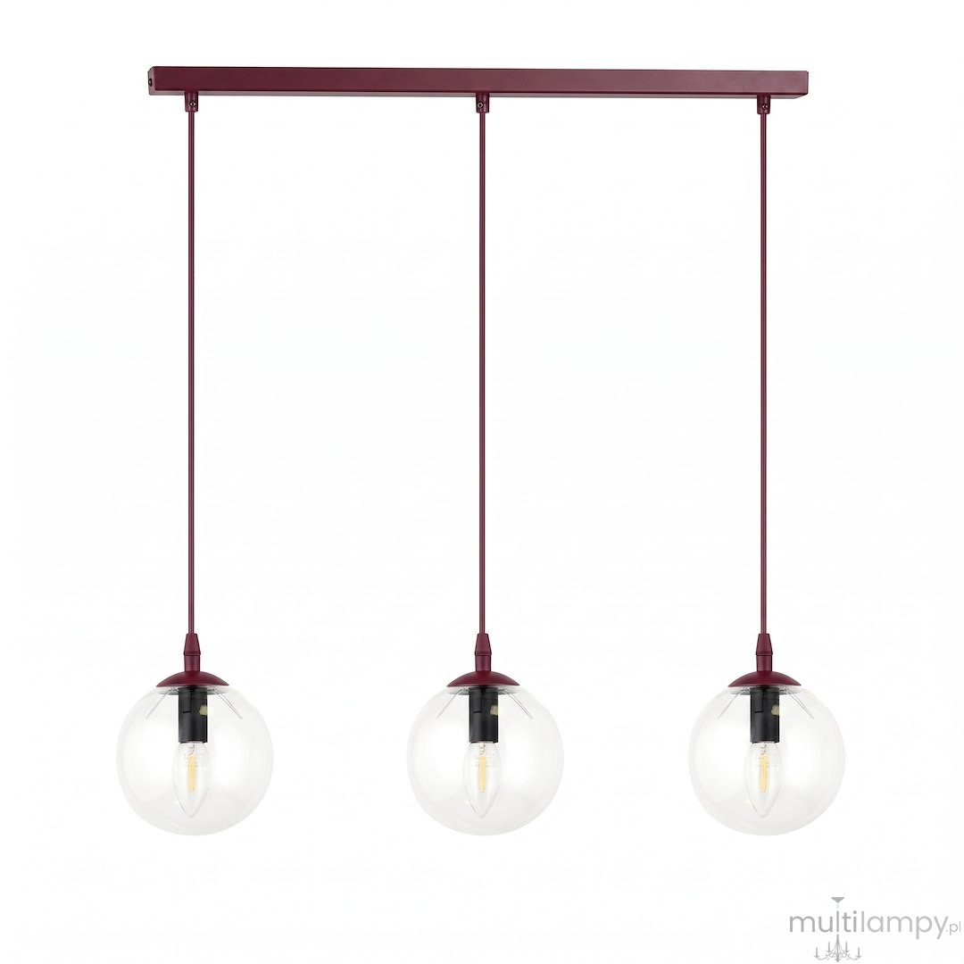 Cosmo lampa wisząca 3xE14 burgund/transparentny 1788/3