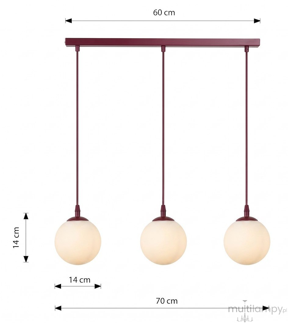 Cosmo lampa wisząca 3xE14 burgund/biały 1789/3