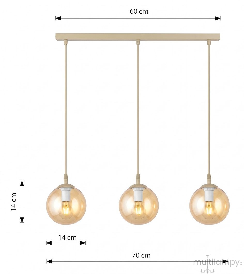 Cosmo lampa wisząca 3xE14 mokka/bursztynowy 1791/3