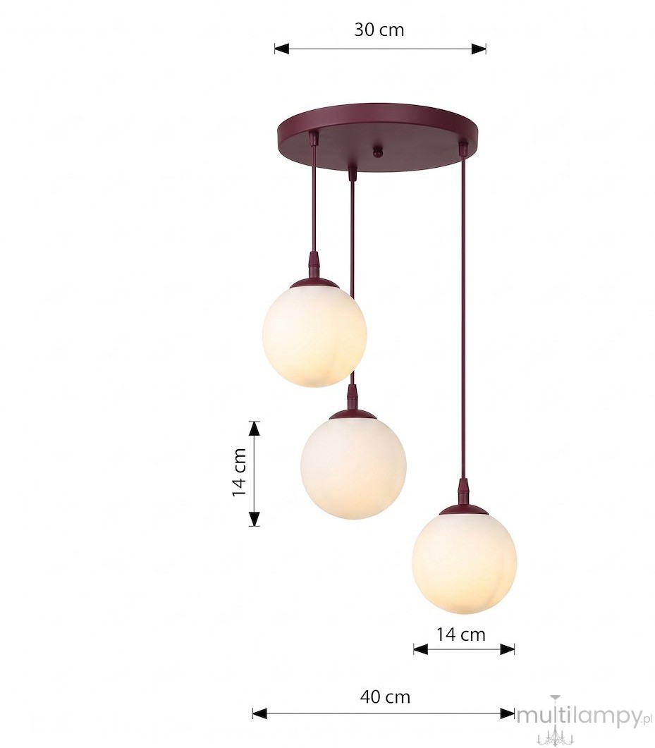 Cosmo lampa wisząca 3xE14 burgund/biały 1789/3PREM